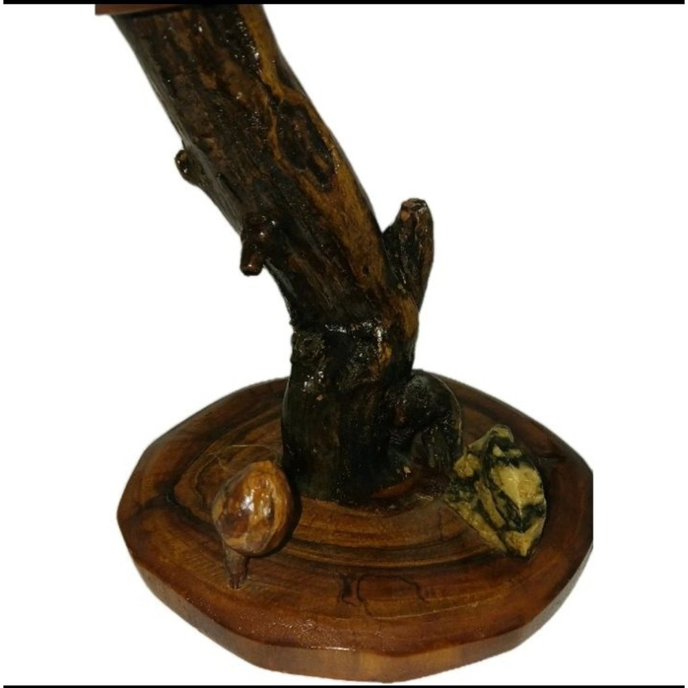Vintage Hand Carved Wooden Mushroom Stone Sculptures 1980s Folk Art - Picture 5 of 10